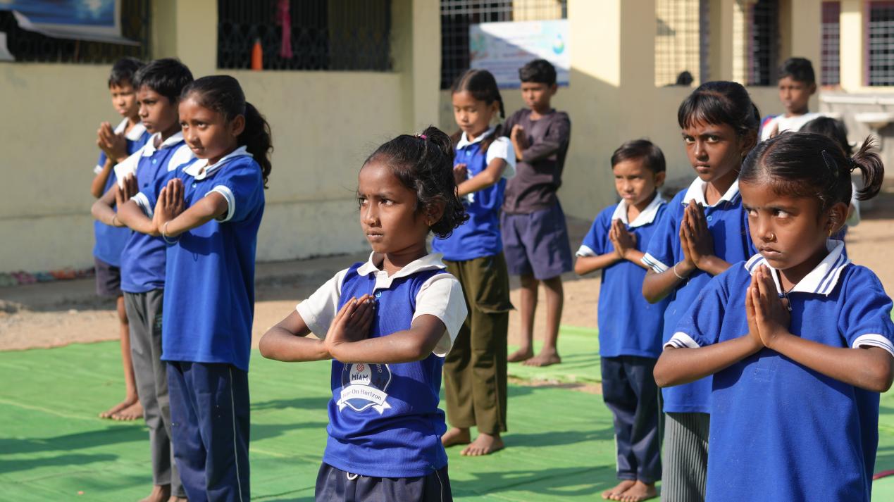 Students in physical training — yoga