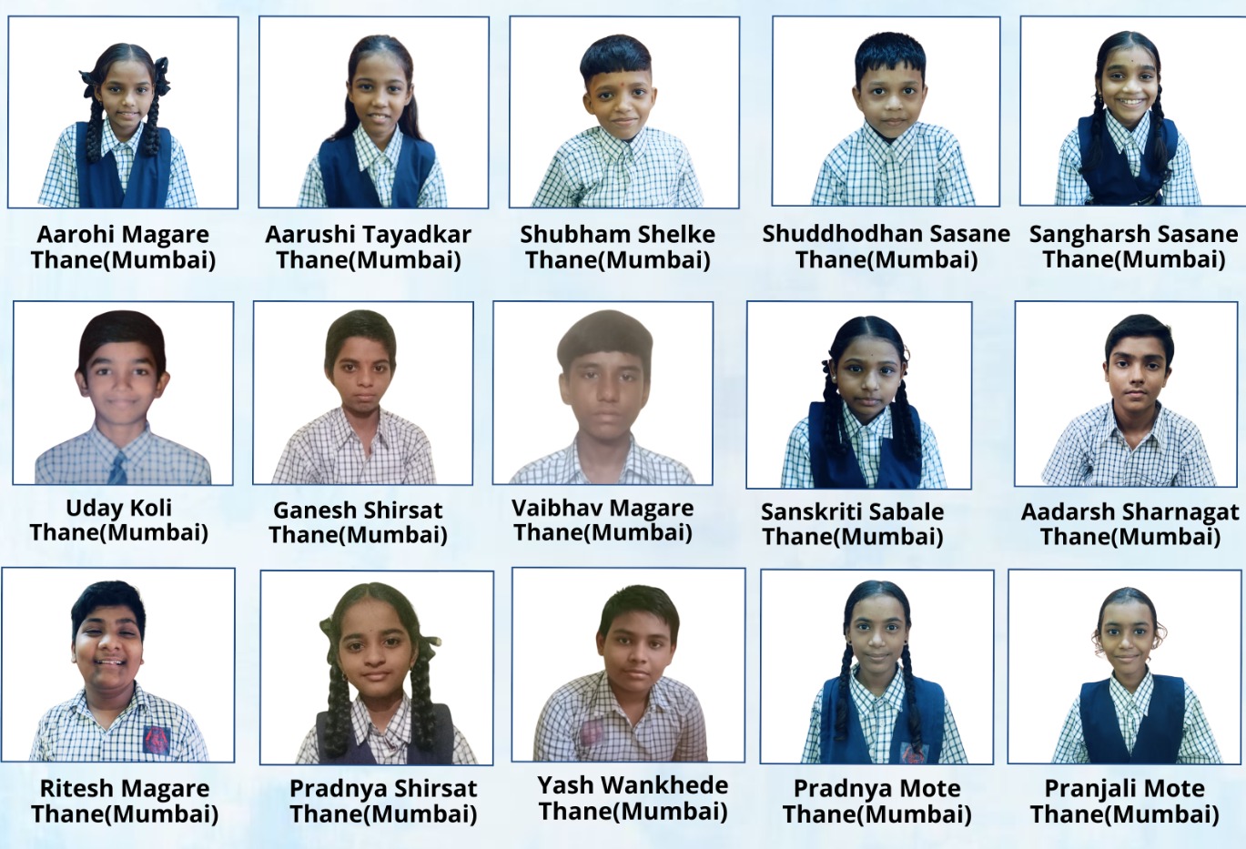 Fifteen MIAM-sponsored Thane schoolchildren